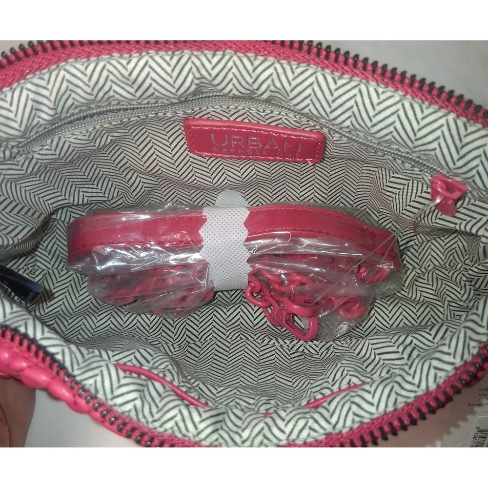Urban Expressions Crossbody Bag Hot Pink Quilted 9 x 6 x 2.5 - Picture 3 of 7